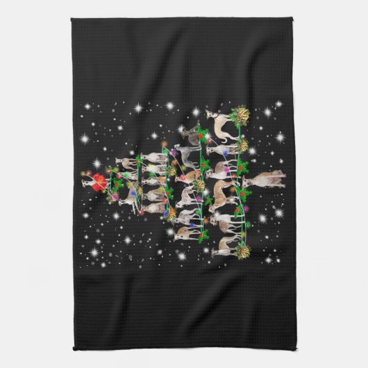 Funny Whippet kerstboomgeschenk Theedoek (Verticaal)