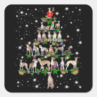 Funny Whippet kerstboomgeschenk Vierkante Sticker