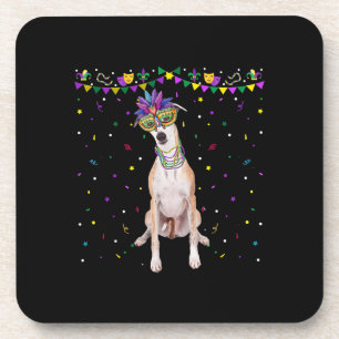 Funny Whippet met carnival Masker Mardi Gras Bea Bier Onderzetter