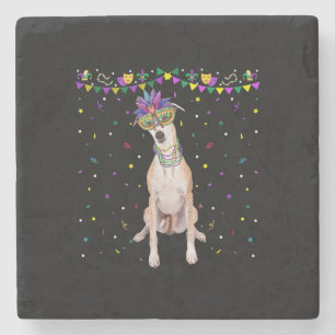 Funny Whippet met carnival Masker Mardi Gras Bea Stenen Onderzetter