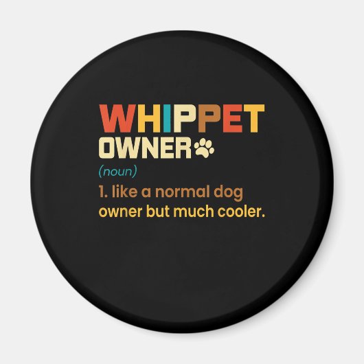 Funny Whippet  Retro Dog mam Papa Gift T-Shi Magneet (Voorkant)