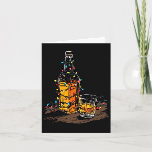 Funny Whiskey Christmas Graphics Lights Lover Long Kaart (Voorkant)