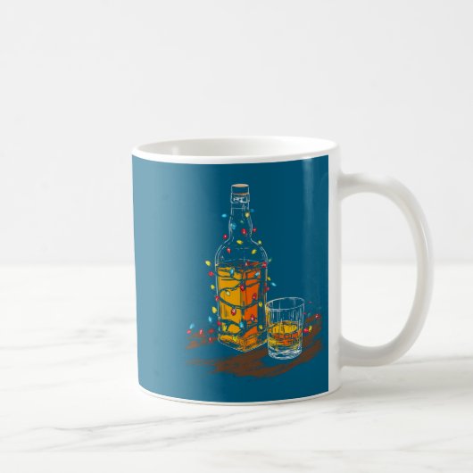 Funny Whiskey Christmas Graphics Lights Lover Long Koffiemok (Rechts)