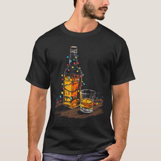 Funny Whiskey Christmas Graphics Lights Lover Long T-shirt (Voorkant)