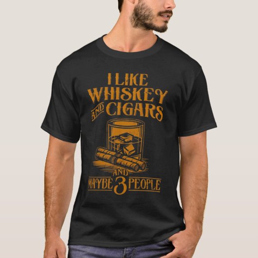 Funny Whiskey Cigars Monkey T-Shirt (Voorkant)