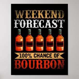 Funny Whiskey Drink Weekend Forecast 100% Kans O Poster
