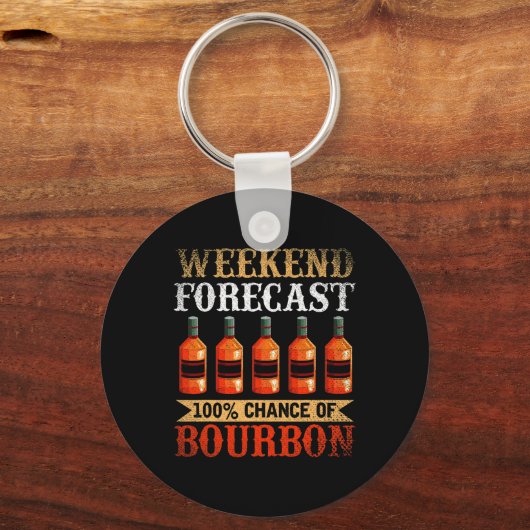 Funny Whiskey Drink Weekend Forecast 100% Kans O Sleutelhanger (Voorkant)