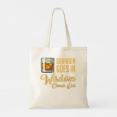 Funny Whiskey Drinking Bourbon Goes In Wisdom Come Tote Bag (Achterkant)