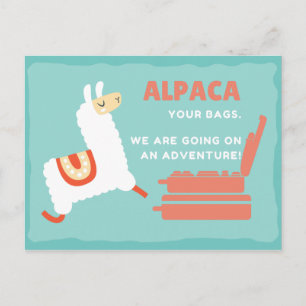 Funny White Alpaca Travel Briefkaart