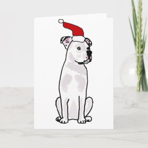 Funny White American Bulldog kerstdesign Feestdagen Kaart