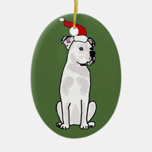 Funny White American Bulldog kerstdesign Keramisch Ornament