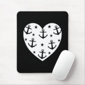 Funny White Anchors Heart Muismat (Met muis)