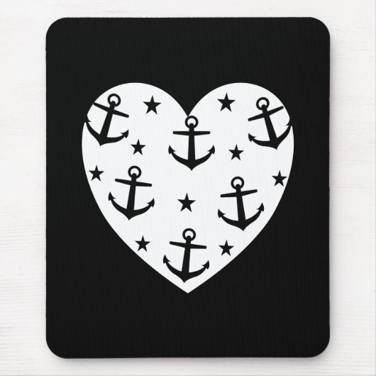 Funny White Anchors Heart Muismat (Voorkant)