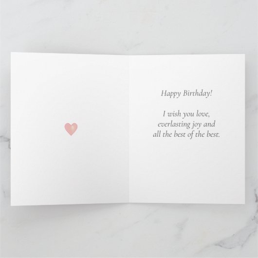 Funny White Cat Face on Light Pink Birthday Kaart (Binnen)