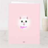 Funny White Cat Face on Light Pink Birthday Kaart (Achterkant)