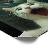 Funny White Cat Selfie With T-rex Dinosaur, Cat Ki Poster (Hoek)