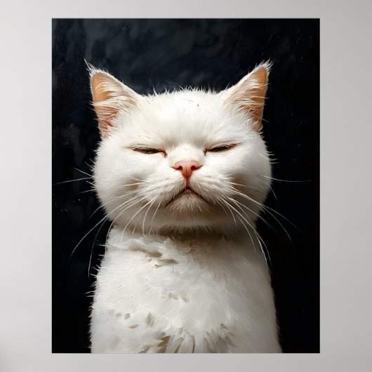 Funny White Cat with Attitude, Not Impressed – Whi Poster (Voorkant)
