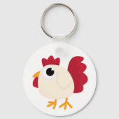 Funny White Chicken Sleutelhanger (Voorkant)