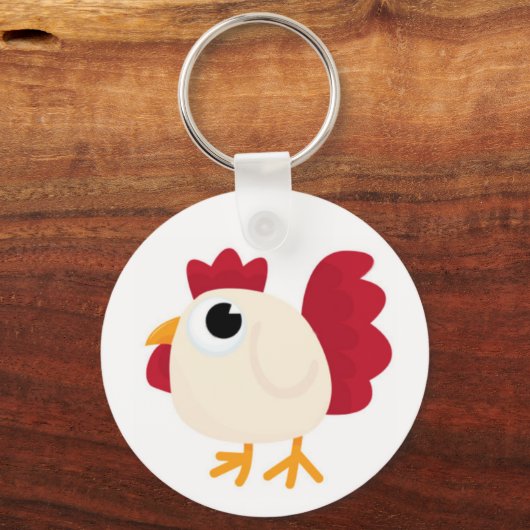 Funny White Chicken Sleutelhanger (Voorkant)