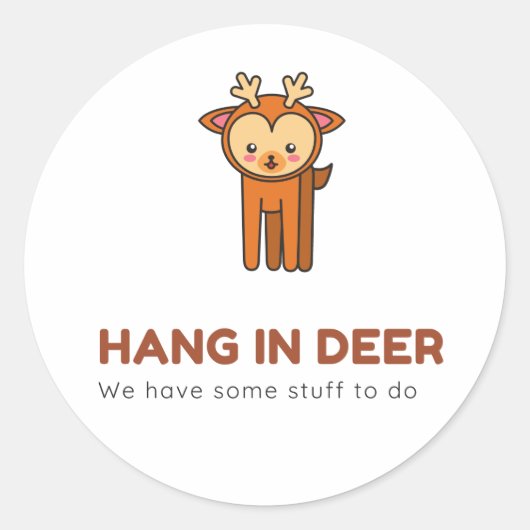 Funny White Deer Ronde Sticker (Voorkant)