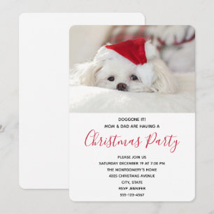 Funny White Dog in een Rode Kerstfeest Pet Kaart