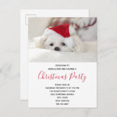 Funny White Dog in een Rode Kerstfeest Pet Uitnodiging Briefkaart (Voorkant / Achterkant)