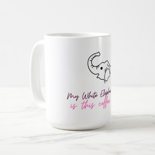 Funny White Elephant Gift - Coffee Cup Koffiemok (Voorkant links)