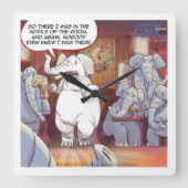 Funny White Elephant Square Wall klok (Voorkant)
