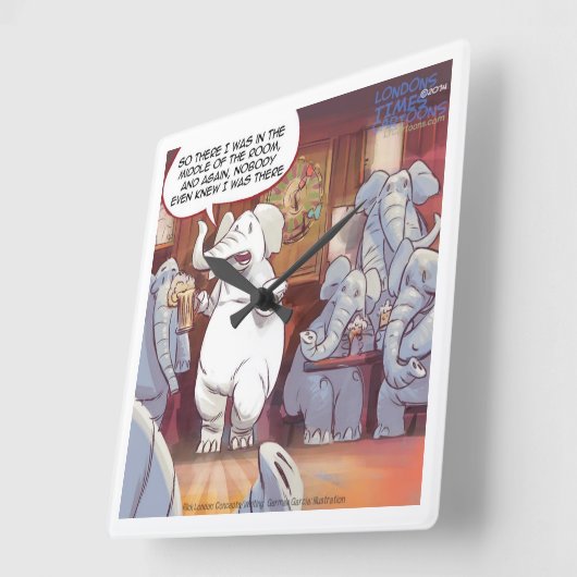 Funny White Elephant Square Wall klok (Hoek)