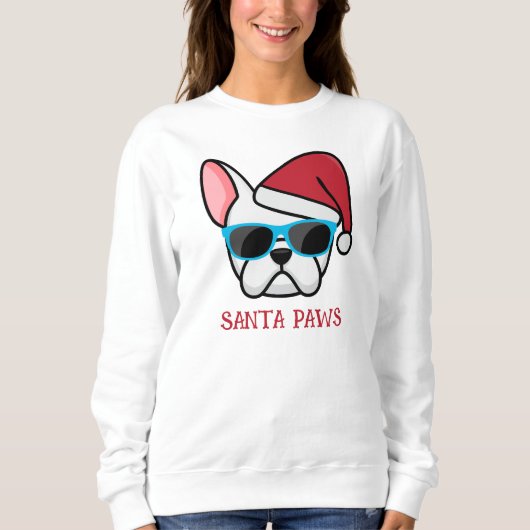 Funny White Frenchie Santa Paws Kerstmis Trui (Voorkant)
