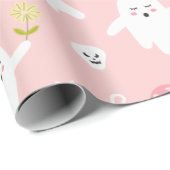 Funny White Ghost Pink With Balloon Halloween Cadeaupapier (Rol Hoek)