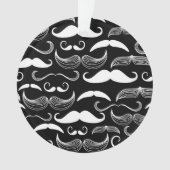 Funny White Mustache Design on Black Ornament (voorkant)