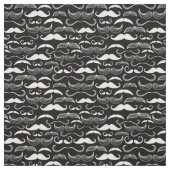 Funny White Mustache Design on Black Stof (Swatch)