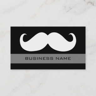Funny White Mustache en Plain Black Visitekaartje