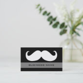 Funny White Mustache en Plain Black Visitekaartje (Staand voorkant)