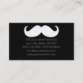 Funny White Mustache en Plain Black Visitekaartje (Achterkant)