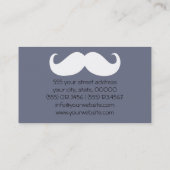 Funny White Mustache en Plain Grey Visitekaartje (Achterkant)