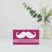 Funny White Mustache en Plain Red Visitekaartje (Staand voorkant)