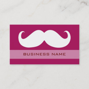 Funny White Mustache en Plain Red Visitekaartje