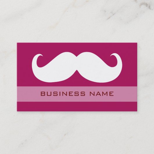 Funny White Mustache en Plain Red Visitekaartje (Voorkant)