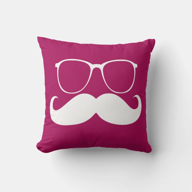 Funny White Mustache Kussen (Voorkant)