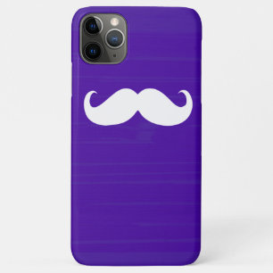 Funny White Mustache op donkere Paarse achtergrond Case-Mate iPhone Case