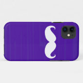 Funny White Mustache op donkere Paarse achtergrond Case-Mate iPhone Case (Achterkant (horizontaal))