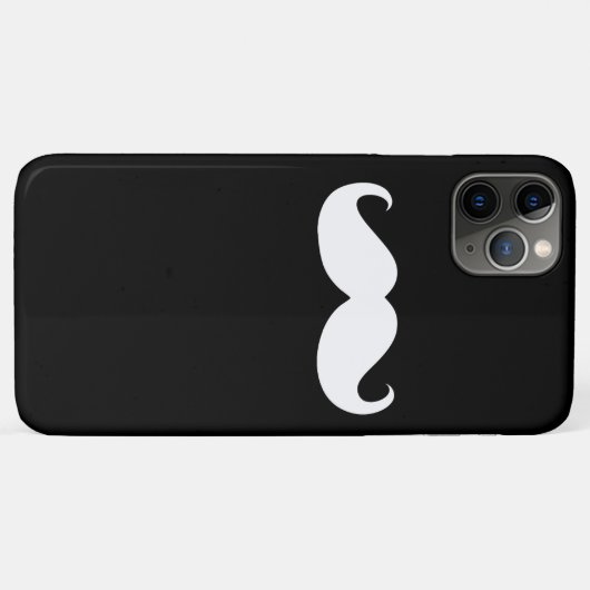 Funny White Mustache op zwarte achtergrond Case-Mate iPhone Case (Achterkant (horizontaal))