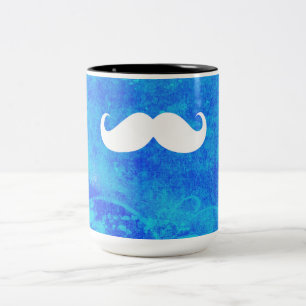 Funny White Mustache over achtergrond 3 Tweekleurige Koffiemok