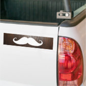 Funny White Mustache over de achtergrond van eiken Bumpersticker (Op Truck)