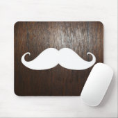 Funny White Mustache over de achtergrond van eiken Muismat (Met muis)