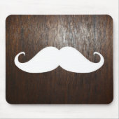 Funny White Mustache over de achtergrond van eiken Muismat (Voorkant)