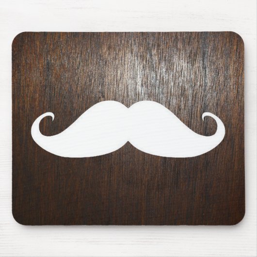 Funny White Mustache over de achtergrond van eiken Muismat (Voorkant)