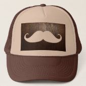 Funny White Mustache over de achtergrond van eiken Trucker Pet (Voorkant)